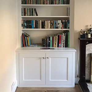 a plain framed top and bottom cabinet