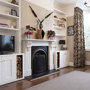 a pair of wide alcove units